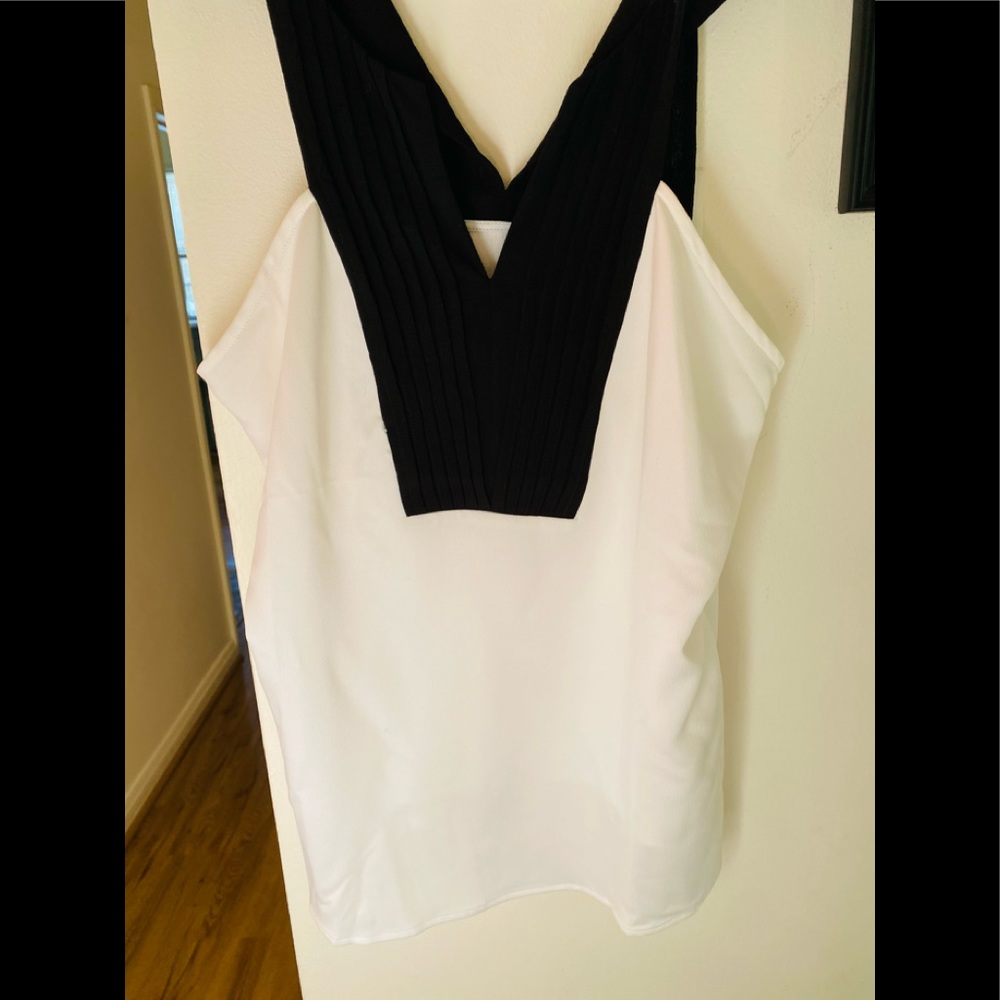 Cooper and Ella White and black sleeveless blouse